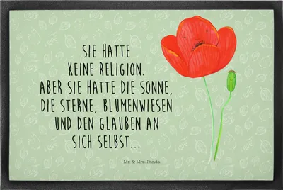 Produktbild von Mr. & Mrs. Panda Schmutzmatte Blume Mohnblume 50 x 75 cm - Blattgrün - Geschenk, Vorleger, Respekt, Fussmatte, Gummi-Fußmatte, Mohn, Garten, Religion, Motivation, Glaube