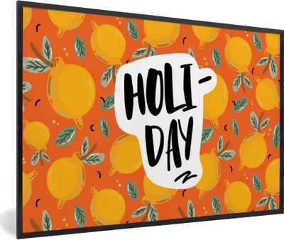 Produktbild von MuchoWow® Gerahmtes Poster Zitrone - Sommer - Orange 60x40 cm - Poster mit Schwarzem Bilderrahmen Wandposter Rahmen Foto Bilder - Printing - Wanddeko Schlafzimmer
