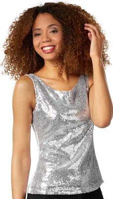 Produktbild von Pailletten-Träger-Top - silber, XXL