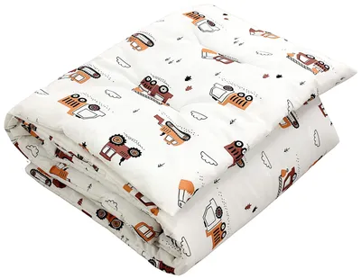 Produktbild von TupTam Kinder Gemusterte Bettdecken Set Ganzjahresdecke Bettdecke Kopfkissen Flachkissen 2tlg., Farbe: Bagger Beige, Größe: 135x100 cm