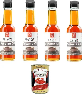 Produktbild von Enso Olio di Sesamo Sesamöl 4x150ml + Italian Gourmet Polpa di Pomodoro 400g