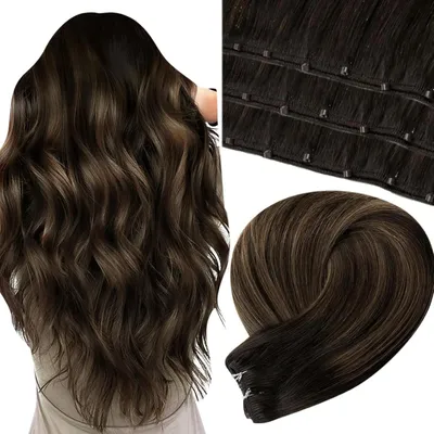 Obrázok produktu pre Príčesky z prírodných vlasov, farba balayage, mikroperličky, hladké, remy, ľudské vlasy, ombre, odtieň #2/8/2, dĺžka 55 cm, váha 50 g