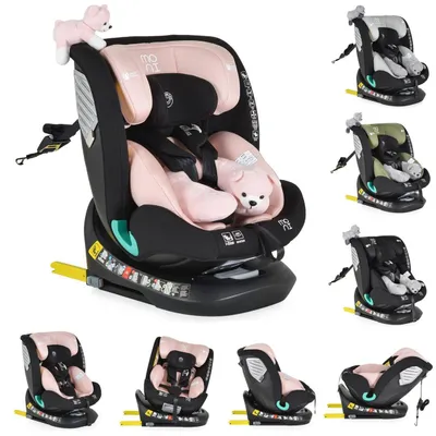 Obrázek produktu pro Dětská autosedačka Moni Serengeti i-Size (40-150 cm) Isofix, plyšová hračka, polštářek pod krk růžová