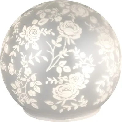 Produktbild von formano LED Deko-Kugel matt Silber Rosenmotiv - 10cm Glaskugel batteriebetrieben