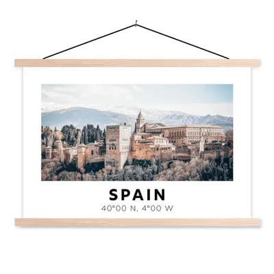 Produktbild von MuchoWow® Textilposter Spanien - Schloss - Vintage - Sommer 60x40 cm mit holzfarbenen Rahmen - Bilder