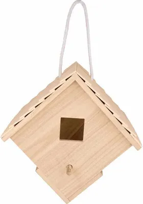 Zdjęcie produktu dla Drewniany domek dla ptaków do zawieszenia - 22,5 x 22,5 x 16 cm
