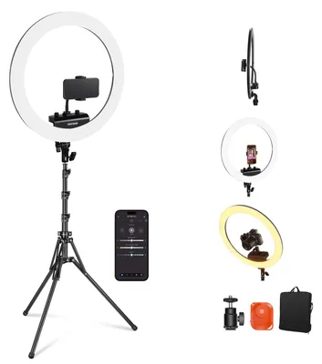 Produktbild von NEEWER Professionelles Ringlicht mit Ständer und Telefonhalter, 18" Ultra dünn,