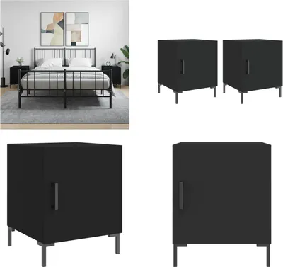 Obrázok produktu pre vidaXL Nočné stolíky 2 ks čierne 40x40x50 cm materiál na báze dreva - Nočný stolík - Nočné stolíky - Šatníková skriňa - Nočná skrinka