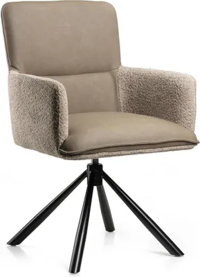 Zdjęcie produktu dla HowHomely | Krzesła do jadalni Texas - Beżowe kolory - Ergonomiczne z funkcją obrotu - Nowoczesne, z funkcją automatycznego powrotu - Krzesła do salonu