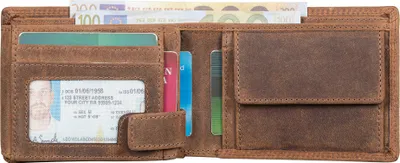 Produktbild von Benthill Herren Geldbörse aus Echt-Leder - Geldbeutel mit RFID-Schutz - Großes Portemonnaie für Herren - Vintage Leder