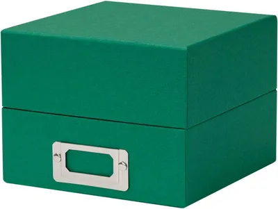 Image de HNFD Boîte à photos Sawala 10 x 15 cm, vert sapin, avec 4 séparateurs et un porte-étiquette