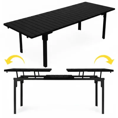 Produktbild von Ausziehbarer Gartentisch für 12 Personen, 180-240 cm, Stahl & HDPE