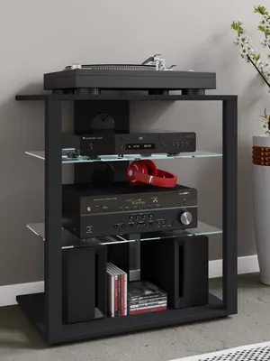 Produktbild von VCM Hifi Holz Möbel | Rack Schrank Phono Regal | 2 Glasböden | Maße: H. 70 x B. 60 x T. 41 cm  | Phono Mediaregal - Folas
