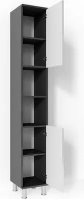 Produktbild von Vicco Badschrank Fynn, 30 x 190 cm, Anthrazit/Weiß Hochglanz