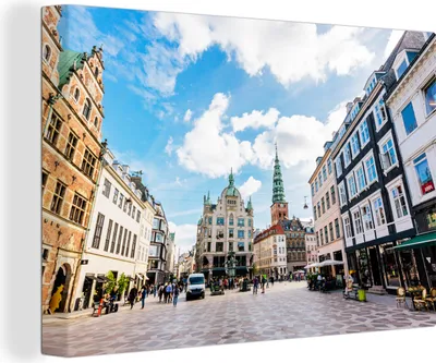 Produktbild von OneMillionCanvasses® - Leinwandbilder - 140x90 cm, Kopenhagen - Straße - Platz, Wandbilder Kunstdruck Wanddekoration