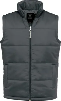 Produktbild von B&C Herren Bodywarmer Steppweste Thermo Stehkragen Weste Ärmellos Warm, Größe:M, Farbe:Dark Grau