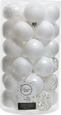 Image de Boules De Noël Blanches ø6cm Décoration élégante Pour Sapin - Decoris