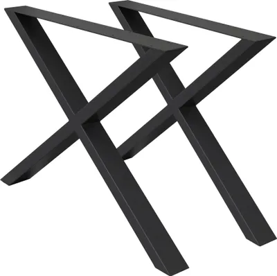 Produktbild von ECD Germany 2x Tischbeine X-Design, 60x72 cm, Schwarz, pulverbeschichtete Stahl, Industriedesign, Metall Tischkufen, DIY Tischuntergestell