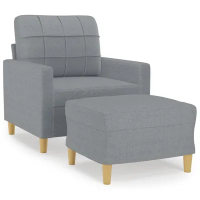 Produktbild von vidaXL Sessel mit Hocker Hellgrau 60 cm Stoff