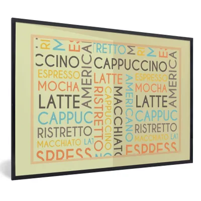 Produktbild von MuchoWow® Gerahmtes Poster "Espresso, Latte, Cappuccino" - Kaffee - Sprichwörter - Zitate 90x60 cm - Poster mit Schwarzem Bilderrahmen Wandposter Rahmen Foto Bilder - Fotorahmen - Foto-Plakat