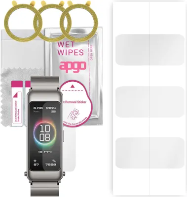 Produktbild von apgo 3 Stück Schutzfolie, klar, kompatibel mit Huawei TalkBand B6 elite Smartwatch, Hydrogel Displayschutzfolie mit Positionierhilfe, Displayfolie, robust und kratzfest