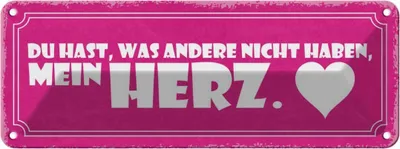 Produktbild von vianmo Blechschild 10x27 cm du hast mein Herz Spruch Zitat