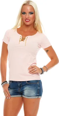 Produktbild von Damen Shirt Top T-Shirt ; Puderrosa S/M 36/38