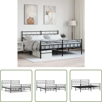 Produktbild von The Living Store Bettgestell mit Kopf- und Fußteil Metall Schwarz 193x203 cm