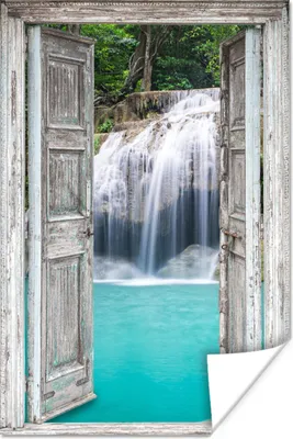 Produktbild von MuchoWow® Poster Aussicht - Wasserfall - Natur - Landschaft 60x90 cm - Wanddekoration