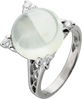 Produktbild von Mondsteinring Weissgold 750 18K weißer Edelstein 12ct Brillanten 18