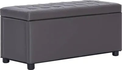 Produktbild von Ottoman mit Stauraum 87,5 cm Grau Kunstleder
