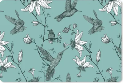 Produktbild von MuchoWow® Schreibtischunterlage Muster - Vogel - Blume 60x40 cm - XXL Mauspad - Großes Mauspad