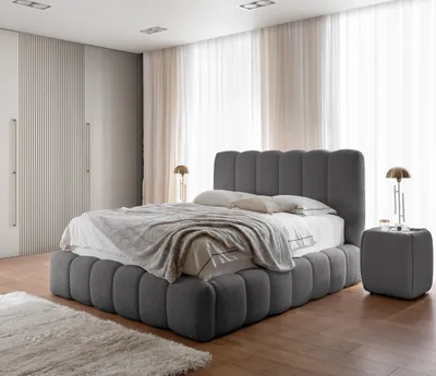 Produktbild von Polsterbett Cande 140x200 cm, Bett mit Stauraum und Bettkasten, Doppelbett mit Stabilem Holzrahmen und Kopfteil, Eleganter Catch Me, Grau