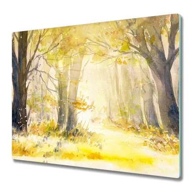 Produktbild von Küchenschneidebrett - Glasschneidebrett - Herdabdeckung - 60x52 - Sunny Summer Forest