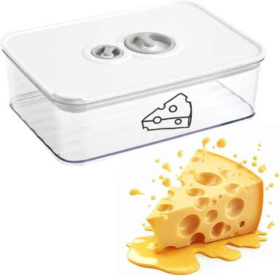 Produktbild von Käsebox mit Deckel, 1250 ml, luftdicht, stapelbar, mit Datumsanzeige, BPA-frei, für Kühlschrank