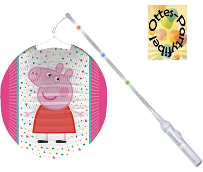 Produktbild von Peppa Pig Peppa Wutz Laternenset: Lampion + LED weißer Laternenstab Leuchtstab