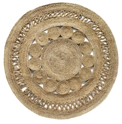 Jute-Teppich rund natur 120 cm handgeflochten