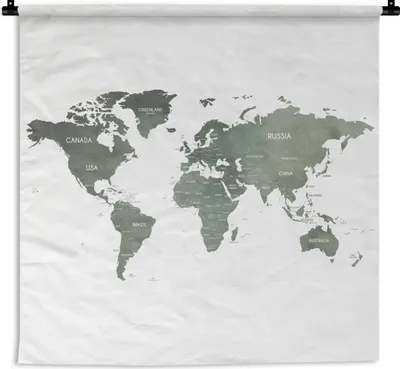 Produktbild von MuchoWow® Wandteppich Wandbehang Weltkarte - Aquarell - Welt 150x150 cm Tapisserie Dekoration Wandtuch - Wohnaccessoires - Modernes