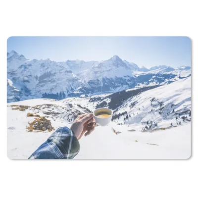 Produktbild von MuchoWow® Mauspad Mousepad Kaffee in der Winterlandschaft der Schweiz 27x18 cm - Mousepads - Maus Mat - Pad - Mausunterlage - Büroartikel - Desk Matten
