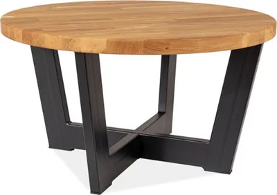 Produktbild von Couchtisch Wohnzimmertisch Cono Eiche Massiv schwarz Maße 80x80x45cm