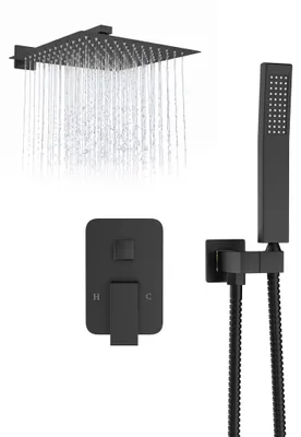 Produktbild von XMTECH Unterputz Duschset 30x30 cm Regendusche Schwarz Edelstahl Handbrause 150 cm
