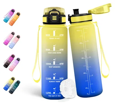 Produktbild von Trinkflasche 500ml Motswedi mit Zeitmarkierung, Auslaufsicher, BPA-frei