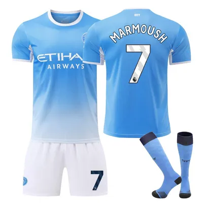 Immagine prodotto di #7 MARMOUSH Maglia da calcio del Manchester City per le partite in casa della stagione 26-27, per bambini e adulti. TAGLIA:16