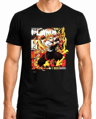 Obrázek produktu pro Kyojuro Rengoku Flames Hashira Kimetsu no Yaiba Anime Gift Pánské tričko, černá, XL
