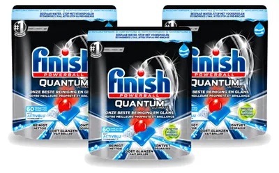Produktbild von 3 x Finish Powerball Quantum Ultimate Geschirrspültabs - Ontvetter - Vorteilspackung - 3 Stücke