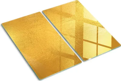Obrázok produktu pre Sklenená ochranná doska – Kryt varnej dosky – Kryt na indukčnú dosku – 2x30x52 cm – Rýchle čistenie – Tvrdené sklo – Zlatá fólia