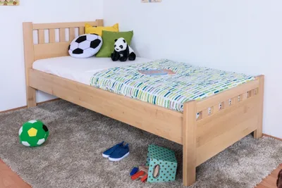 Produktbild von Kinderbett / Jugendbett Buche massiv Vollholz natur 109, inkl. Lattenrost - 90 x 200 cm (B x L)