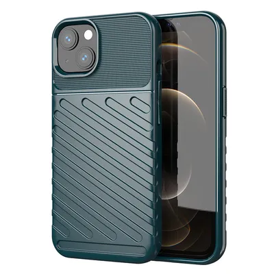 Zdjęcie produktu dla Etui silikonowe Thunder Case elastyczne wytrzymałe wytrzymałe, do iPhone 13 mini, zielone