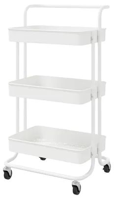 Productafbeelding van FORNOR Serveerwagen, wit, met wielen, kunststof, 42 x 38 x 84 cm