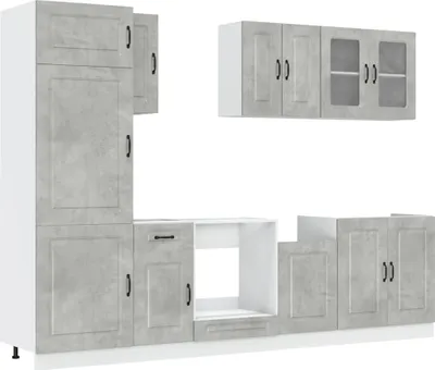 Produktbild von 8-tlg. Küchenschrank-Set Kalmar Betongrau Holzwerkstoff